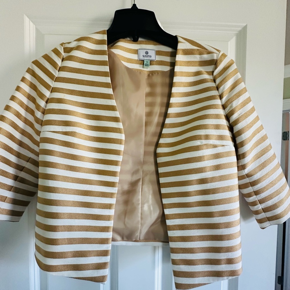 Gold and ivory striped blazer